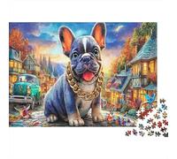 Bulldog 1000 Piezas Cartón Resistente Perro Adorable Cachorro Rompecabezas Estándar Adolescentes 12-18 Relajación Regalo Día del Padre Regalo Premium 52x38cm/1000pcs
