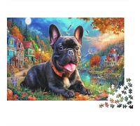 Bulldog 1000 Piezas Cartón Resistente Perro Adorable Cachorro Rompecabezas Estándar Adolescentes 12-18 Relajación Regalo Día del Padre Regalo Premium 52x38cm/1000pcs