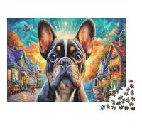 Bulldog 1000 Piezas Cartón Resistente Perro Adorable Cachorro Rompecabezas Estándar Adolescentes 12-18 Relajación Regalo Día del Padre Regalo Premium 38x26cm/1000pcs