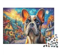 Bulldog 1000 Piezas Cartón Resistente Perro Adorable Cachorro Rompecabezas Estándar Adolescentes 12-18 Relajación Regalo Día del Padre Regalo Premium 70x50cm/1000pcs
