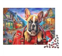 Bulldog 1000 Piezas Cartón Resistente Perro Adorable Cachorro Rompecabezas Estándar Adolescentes 12-18 Relajación Regalo Día del Padre Regalo Premium 52x38cm/1000pcs