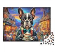 Bulldog 1000 Piezas Cartón Resistente Perro Adorable Cachorro Rompecabezas Estándar Adolescentes 12-18 Relajación Regalo Día del Padre Regalo Premium 52x38cm/1000pcs