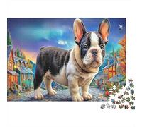 Bulldog 1000 Piezas Cartón Resistente Perro Adorable Cachorro Rompecabezas Estándar Adolescentes 12-18 Relajación Regalo Día del Padre Regalo Premium 70x50cm/1000pcs