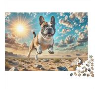 Bulldog 1000 Piezas Rompecabezas Creativo Actividades Familiares Bulldog francés en el Desierto Jigsaw Juegos Educativos para Adultos 38x26cm/1000pcs