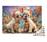 Bulldog 1000Pc Puzzle for Adults French Bulldogs Kissing for The Whole Family Women, Gifts for Men 52x38cm/1000pcs