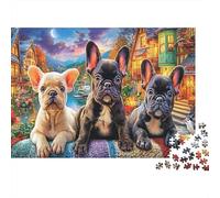 Bulldog Adult Challenging Puzzle Games French Bulldog with Friends for Women, Gifts for Men Age 14 Years Up 70x50cm/1000pcs
