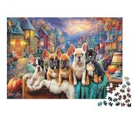 Bulldog Adult Challenging Puzzle Games French Bulldogs in Group for Women, Gifts for Men Age 14 Years Up 38x26cm/1000pcs