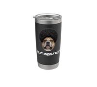 Bulldog Afro Me Dejé Salir Negro Afroamericano Dawg Vaso térmico de acero inoxidable de doble pared