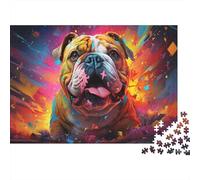 Bulldog Art Painting Colourful Colorful Bulldog Art 1000 Pcs Jigsaw Puzzles Adults Brain Development Classic Educational Games 38x26cm/1000pcs