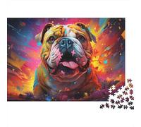 Bulldog Arte Colorido Puzzle de 1000 Piezas Papel Puzzle para Adultos Diseño Vivo Puzzle para Toda la Familia Regalo 52x38cm/1000pcs