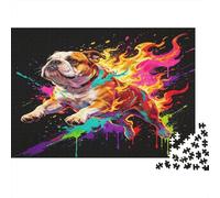 Bulldog Arte Puzzle de 1000 Piezas Puzzle para Adultos Papel Salpicaduras Abstractas Relajante Mejora la Atención Ocio Familiar Decoración Regalo 38x26cm/1000pcs
