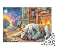 Bulldog at Home Extra Thick Cardboard Arte de Mascotas dormidas Jigsaw Puzzle Adults Age 12 Up Brain Training Activity Ideal Gift for Teen Puzzle Lovers 12 18 Years 52x38cm/1000pcs