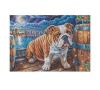 Bulldog Barril Campo de Flores Mascota tierna Vida Silvestre Puzzle 300 Piezas para Adultos Divertido Cautivador Y Relajante Hobby Y Familia 300 PCS（40x28cm）