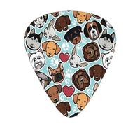 Bulldog Chihuahua Siberianos Amor Corazón Pata,12 púas de guitarra, 3 grosores diferentes para guitarra acústica, bajo y ukelele