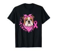 Bulldog Cinta Rosa Coraje Apoyo Esperanza Camiseta