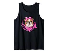 Bulldog Cinta Rosa Coraje Apoyo Esperanza Camiseta sin Mangas