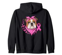 Bulldog Cinta Rosa Coraje Apoyo Esperanza Sudadera con Capucha