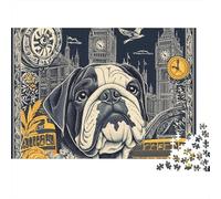 Bulldog Ciudad de Londres Puzzle de 1000 Piezas Puzzle para Adultos Escena Nocturna Relajación Decoración 38x26cm/1000pcs