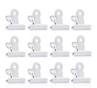 Bulldog Clips, 50 Pcs Binder Paper Clips Pinzas Metal, 22mm Blanco Papel de Bisagra Clips, para Bolsas de Alimentos, Fotografías, Fuente de Oficina en el Hogar (Blanco)