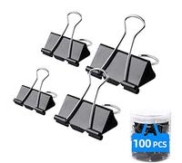 Bulldog Clips De Varios Tamaños, 15 mm 19 mm 25 mm 32 mm, 100 Clips Pequeños De Metal Con Estuche De Almacenamiento, Pinzas De Papel De Papelería, Mini Clips Foldback Para Asegurar Archivos Negro