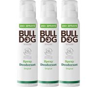BULLDOG - Cuidado de la piel para hombres, desodorante en aerosol original, desodorante natural para hombre, 125 ml, paquete de 3