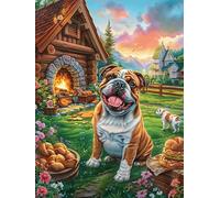 Bulldog Dans le Jardin de la Ferme Puzzle 500 Piezas Cartón Grueso para Adultos Y Adolescentes Mitos Cuento de Hadas Ocio Doméstico Terapia Relajación Mejor Valorado Idea De Regalo 500 PCS