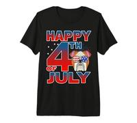 Bulldog Dog American Flag Glasses Happy 4th of July Camiseta Premium