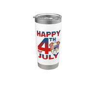 Bulldog Dog American Flag Glasses Happy 4th Of July Vaso térmico de acero inoxidable de doble pared