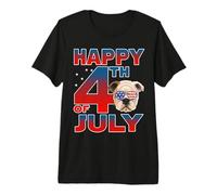 Bulldog Dog Dog American Flag Sunglasses Happy 4th of July Camiseta Premium