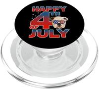 Bulldog Dog Dog American Flag Sunglasses Happy 4th of July PopSockets PopGrip para MagSafe