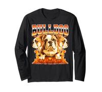 Bulldog Dog Flames al estilo pirata de los 90 Manga Larga