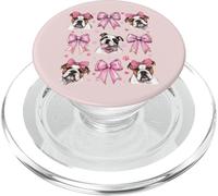 Bulldog Dog Mom Girl Coquette Bow Rosa PopSockets PopGrip para MagSafe