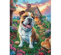 Bulldog en jardín Floral Puzzle 1000 Piezas Hogar Decoración Elegante Mitos de Cuentos de Hadas Rompecabezas para Hombres Y Mujeres 3D DIY Creativo Aliviar Estrés Desafío Intelectual 1000 PCS