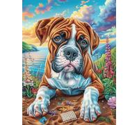 Bulldog en Las Flores Puzzle 500 Piezas Obra De Arte Premium Animal fantástico de Animales Salvajes Rompecabezas Familiar para Adultos Aliviar Estrés Decoración Hogar Moderno 500 PCS