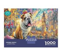 Bulldog en Londres 1000 Piezas Puzzle 3D - Cartón Resistente & Puzzle Pasatiempos Creativos Londres Urban Canine - para Familia Y Amigos 38x26cm/1000pcs
