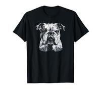 Bulldog Face Cute Dog Lover Hombres Mujeres Negro Blanco Camiseta