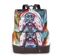 Bulldog Face vector illustration Ladies Travel Fashion Back Pack,Casual Mochila,Print Women's Leather Backpack for Work