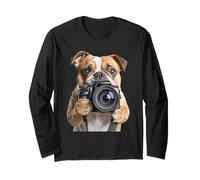 Bulldog Fotógrafo Cámara Fotografía Manga Larga