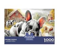 Bulldog Francés 100% cartón Reciclado en un Entorno Rural. Rompecabezas de 1000 Piezas para Adultos y niños. Desafiante y Estimulante. 38 x 26 cm (1000 Piezas).