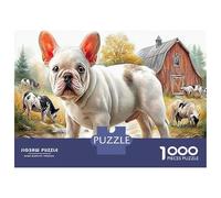 Bulldog francés 1000 Piezas Granja Bulldog Blanco Rompecabezas Desafiantes Impossible Puzzle Juguetes Rompecabezas De Juego Actividades Familiare Regalos 52x38cm/1000pcs