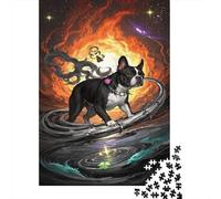 Bulldog francés 1000 Piezas Puzzles para Adultos Puzle para Decoración del Hogar Pintura artística Regalo Diversión Imposible DecoracióN Familiar Regalos A Partir De 14 Años 1000pcs (75x50cm)