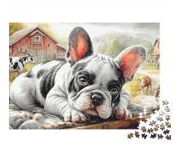 Bulldog francés 1000pcs Thick Cardboard Classic Granja Naturaleza Arte Jigsaw Puzzle Difficult Mind Relaxation Home Decor Best Gift for Birthday Puzzle Fans 38x26cm/1000pcs
