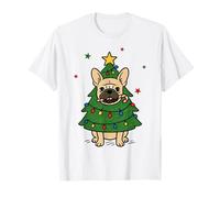 Bulldog Francés Árbol de Navidad Luces Cachorro Divertido Secreto Camiseta