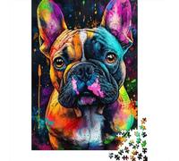 Bulldog Francés Arte Colorido Puzzle de 1000 Piezas Papel para Adultos Puzzle para Toda la Familia Decoración Regalo 38x26cm/1000pcs