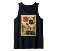 Bulldog francés Aullando Vintage Ukiyo-e Arte japonés Camiseta sin Mangas