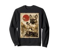 Bulldog francés Aullando Vintage Ukiyo-e Arte japonés Sudadera