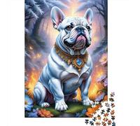 Bulldog Francés Blanco Puzzle de 1000 Piezas Papel para Adultos Arte de Bosque Relajación Foco Juego Familiar Decoración Hogar Regalo 52x38cm/1000pcs