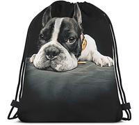Bulldog Francés Bolsas con cordón Mochila Bolsa Animal Lindo Perro Blanco y Negro Mascota Frenchie Cachorro Divertido Perro Deporte Gimnasio Saco Bolsa con cordón Bolsa de cuerda Bolsa de yoga para ho