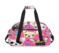 Bulldog francés - Bolsas de lona para niñas y niños, diseño de perro de dibujos animados, bolsa de viaje de fin de semana, 24 L, bolsa de deporte para gimnasio, práctica, color, 24 L, Organizador de