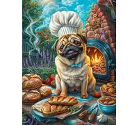 Bulldog Francés Chef con Pan Puzzles 300 Piezas Obra De Arte Colorido Mitos de Cuentos de Hadas Rompecabezas para Adultos Decoración Hogar Moderno DIY Creativo Desafío 300 PCS